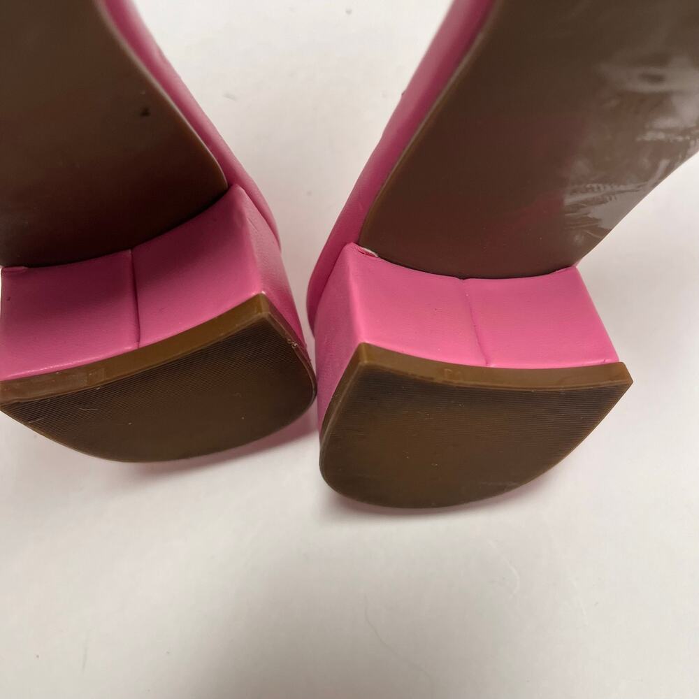 Marc Fisher Pink Woven Slide Sandals Square Toe Block Heel Barbiecore 7.5 Y2K - Picture 6 of 10